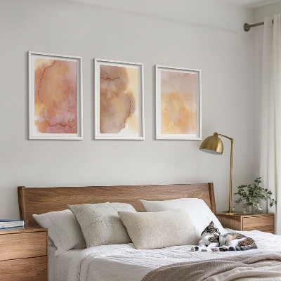 Wall art set Warm watercolor colorful textures