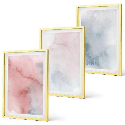 Three-piece wall art piece Pastel watercolors on canvas