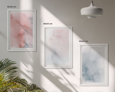 Three-piece wall art piece Pastel watercolors on canvas