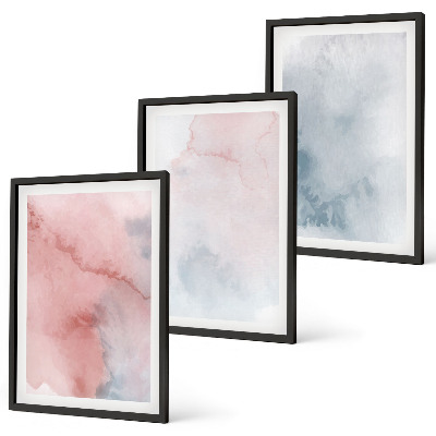 Three-piece wall art piece Pastel watercolors on canvas