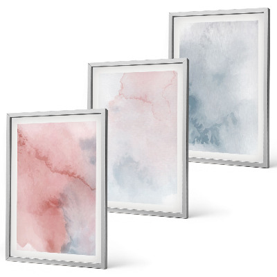 Three-piece wall art piece Pastel watercolors on canvas