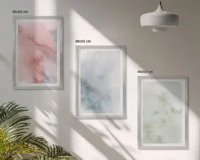 Pastel Watercolor Structures Wall Art set of 3 framed pieces