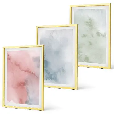 Pastel Watercolor Structures Wall Art set of 3 framed pieces
