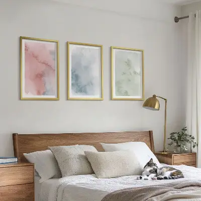 Pastel Watercolor Structures Wall Art set of 3 framed pieces
