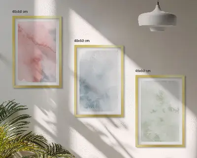 Pastel Watercolor Structures Wall Art set of 3 framed pieces