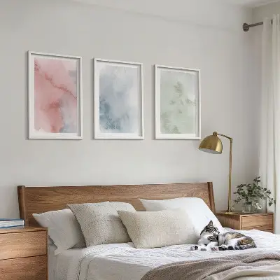 Pastel Watercolor Structures Wall Art set of 3 framed pieces