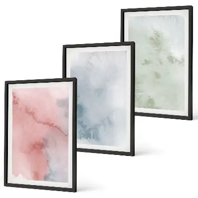 Pastel Watercolor Structures Wall Art set of 3 framed pieces
