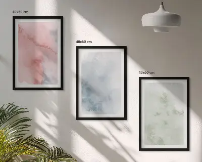 Pastel Watercolor Structures Wall Art set of 3 framed pieces
