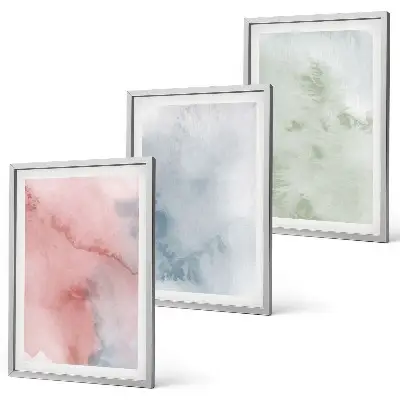 Pastel Watercolor Structures Wall Art set of 3 framed pieces