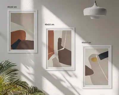 Three-piece wall art piece Abstract boho painting