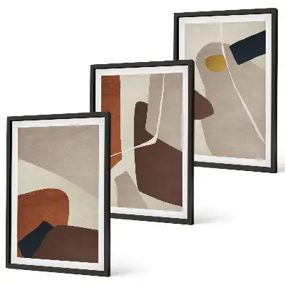 Abstract boho wall art three-piece canvas painting set