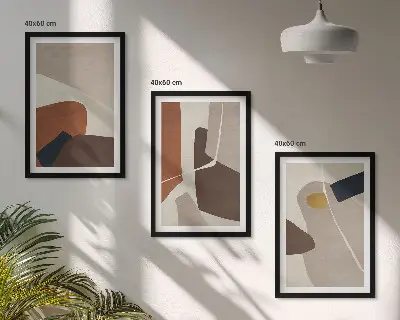 Three-piece wall art piece Abstract boho painting