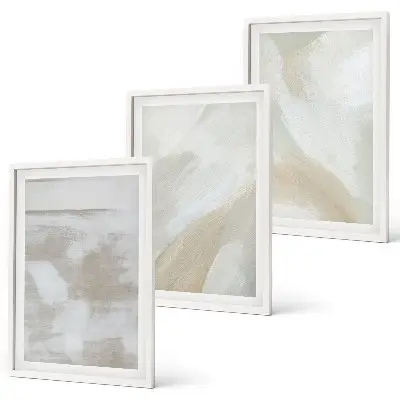 Abstract brush strokes wall art set of 3 framed pieces