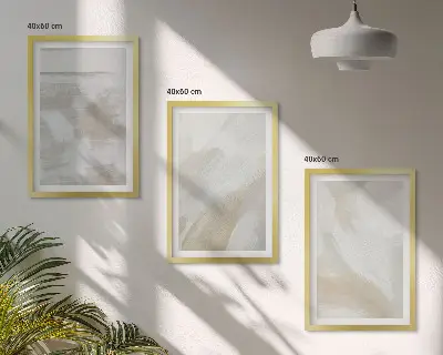Abstract brush strokes wall art set of 3 framed pieces