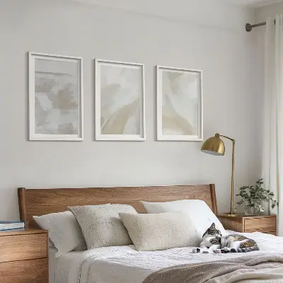 Abstract brush strokes wall art set of 3 framed pieces