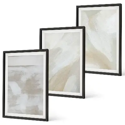 Abstract brush strokes wall art set of 3 framed pieces