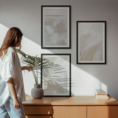 Set of 3 framed wall art pieces Abstract brush strokes