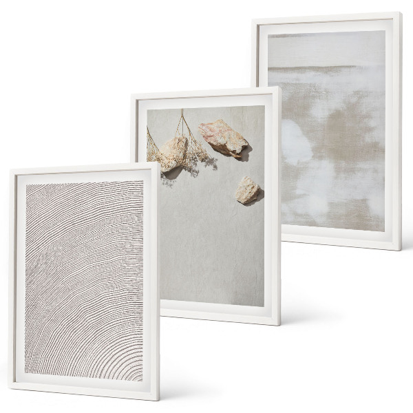 Three-piece wall art piece Sand stones boho texture