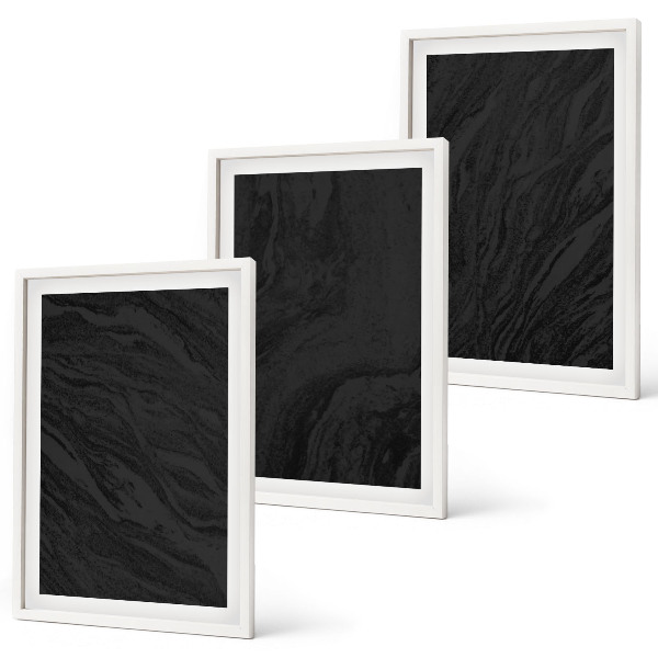 Set of 3 framed wall art pieces Dark marble elegant textures