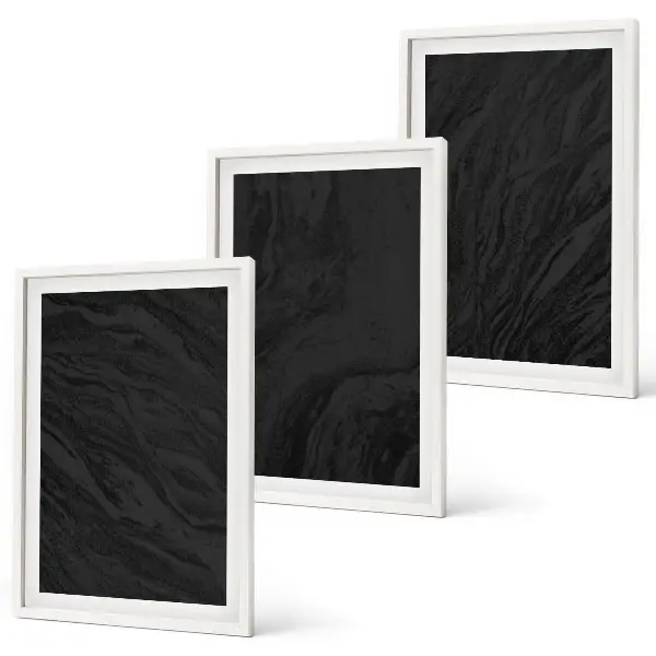 Set of 3 framed wall art pieces featuring dark marble elegant textures