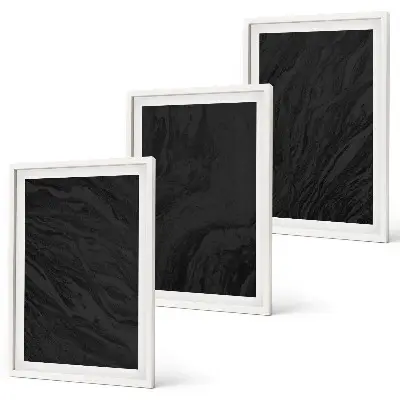 Set of 3 framed wall art pieces featuring dark marble elegant textures