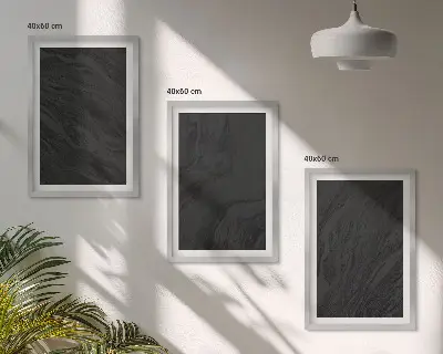 Set of 3 framed wall art pieces featuring dark marble elegant textures