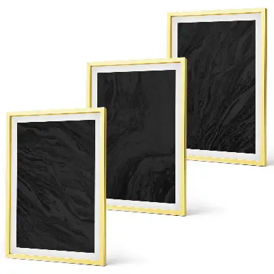 Set of 3 framed wall art pieces featuring dark marble elegant textures