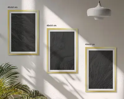 Set of 3 framed wall art pieces featuring dark marble elegant textures
