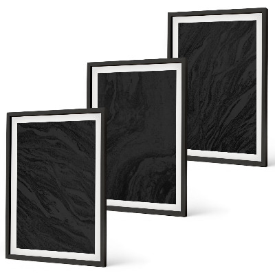 Set of 3 framed wall art pieces Dark marble elegant textures
