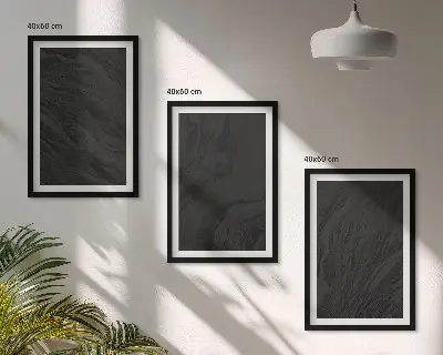 Set of 3 framed wall art pieces featuring dark marble elegant textures
