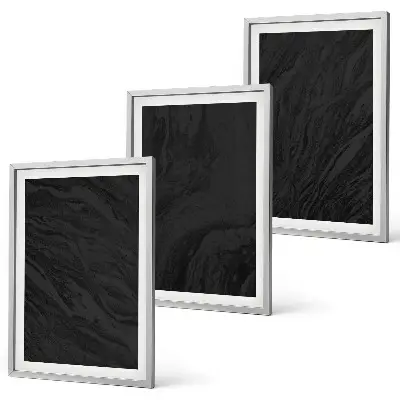 Set of 3 framed wall art pieces featuring dark marble elegant textures