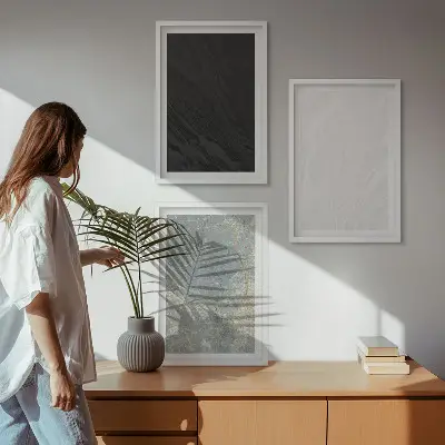 Wall art set featuring elegant stone structure colors