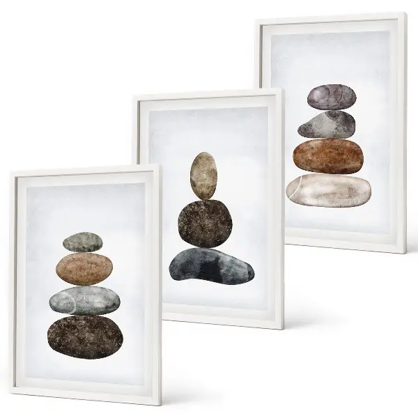 Minimalist boho stones wall art set