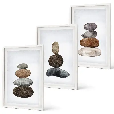 Minimalist boho stones wall art set 