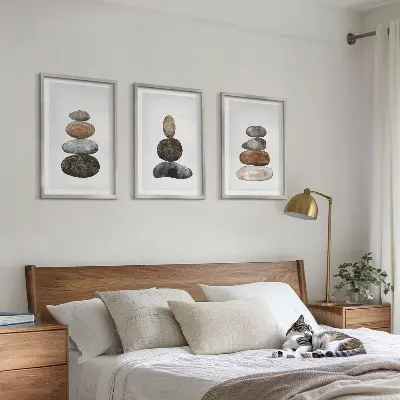 Wall art set Minimalist boho stones
