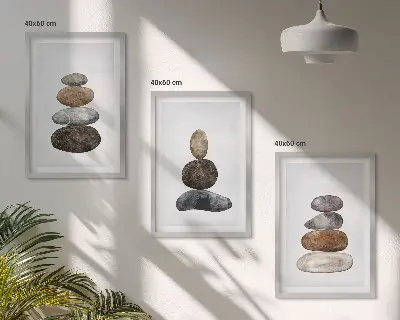 Minimalist boho stones wall art set 