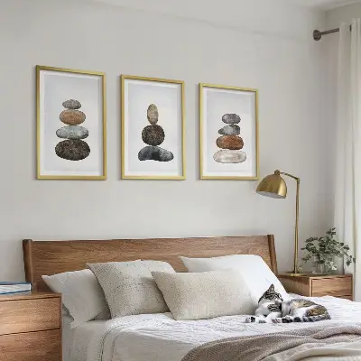 Minimalist boho stones wall art set 