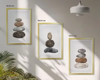 Minimalist boho stones wall art set 