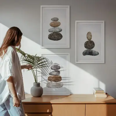 Wall art set Minimalist boho stones