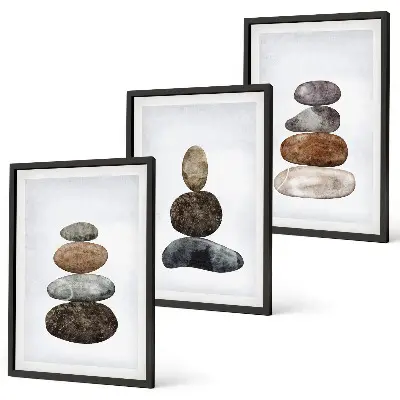 Minimalist boho stones wall art set 