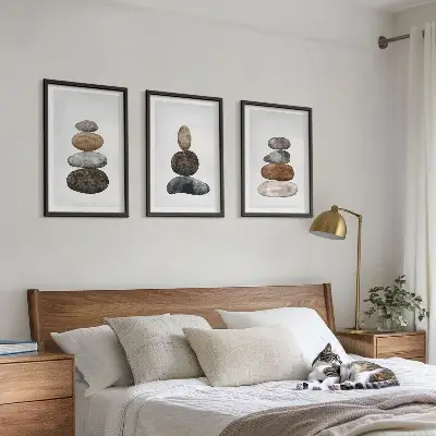 Wall art set Minimalist boho stones