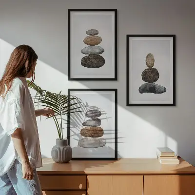 Wall art set Minimalist boho stones