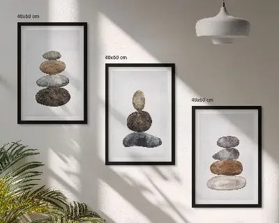 Minimalist boho stones wall art set 