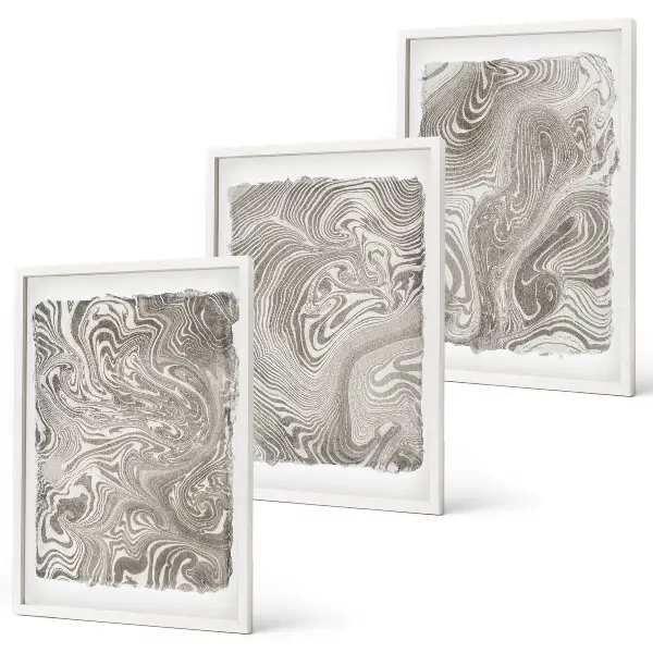 Modern shapes painting three-piece wall art set