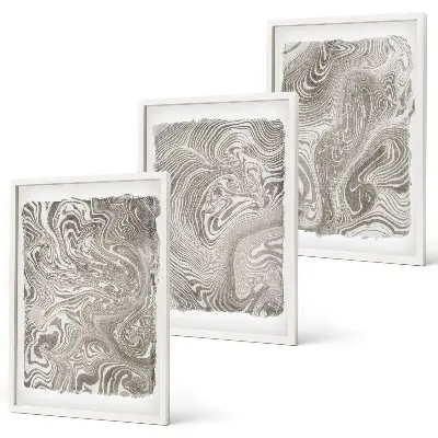 Modern shapes painting three-piece wall art set
