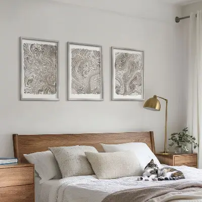 Modern shapes painting three-piece wall art set