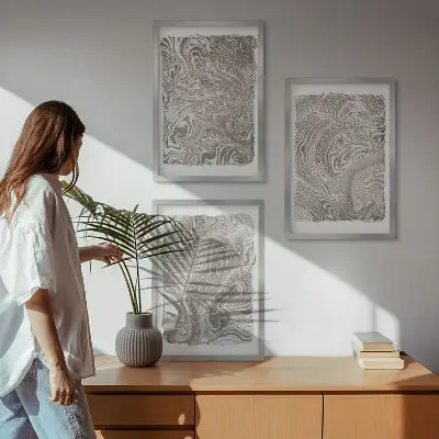 Three-piece wall art piece Modern shapes painting