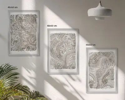 Modern shapes painting three-piece wall art set