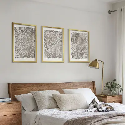 Three-piece wall art piece Modern shapes painting
