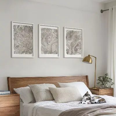 Modern shapes painting three-piece wall art set